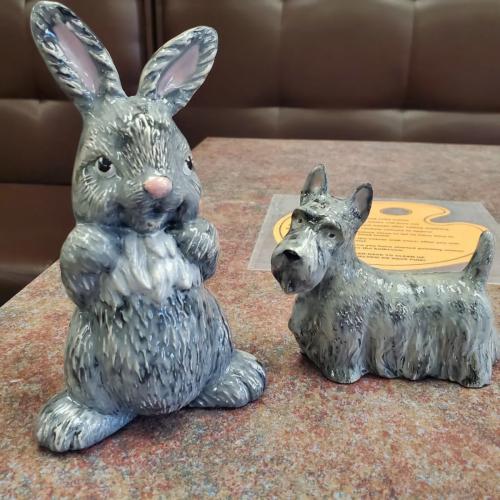 Bunny and Schnauzer figurines